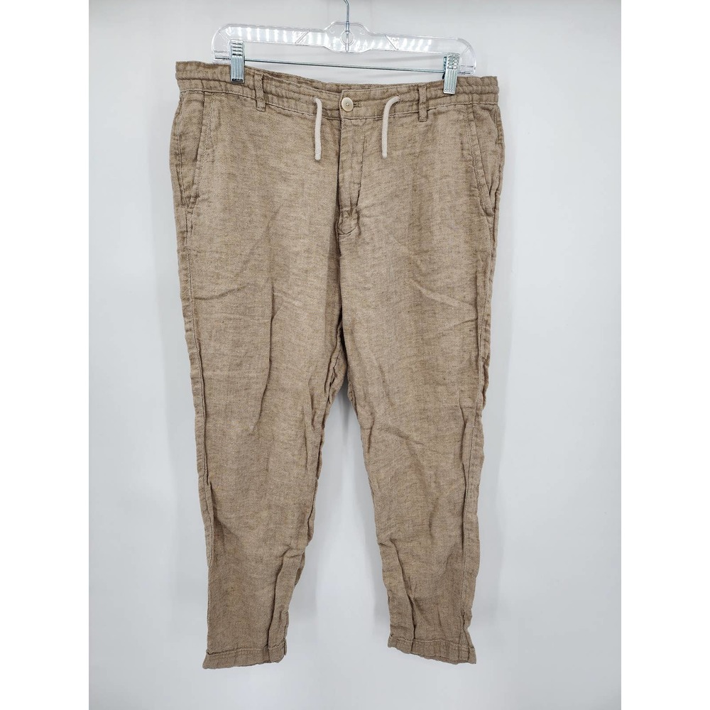 Zara Men's Linen Drawstring Pants Tan Size 36